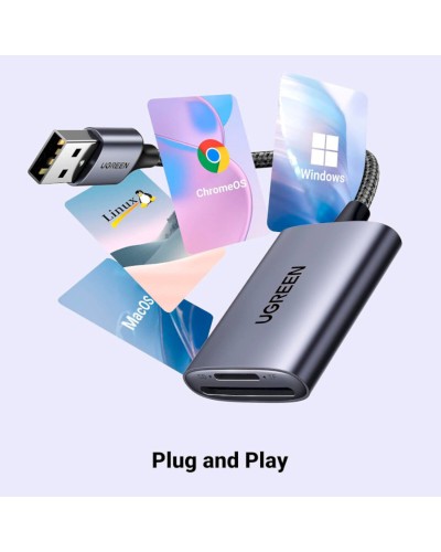 Картрідер UGREEN CM401 USB-A to SD/TF Memory Card Reader Alu Case(UGR-80887) (UGR-80887)