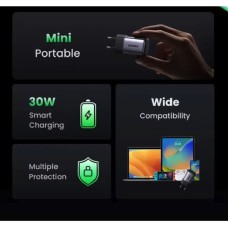 Зарядное устройство для UGREEN CD319 USB-C GaN Fast Charger 30W (Space Gray)(UGR-90666) (UGR-90666)