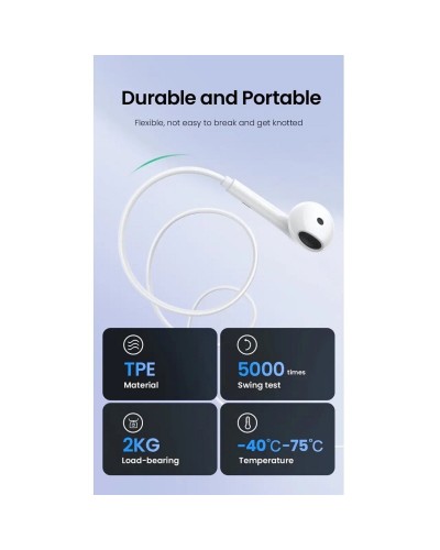 Навушники UGREEN EP101 Wired Earphones with 3.5mm Plug (White) (UGR-60692)