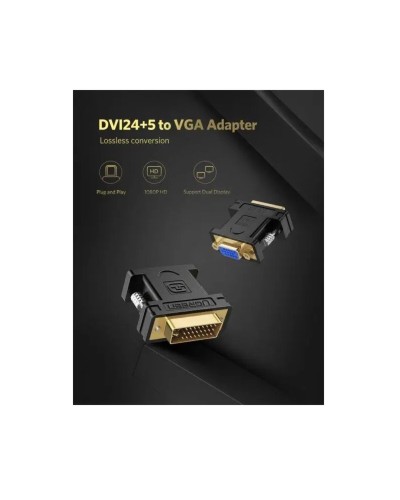 Перехідник UGREEN DVI (24+5) Male to VGA Female Converter (Black)(UGR-20122) (UGR-20122)