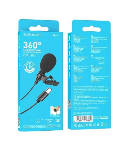 Мікрофон-петличка BOROFONE BFK11 Elegant lavalier microphone Type-C Black (6941991106682)