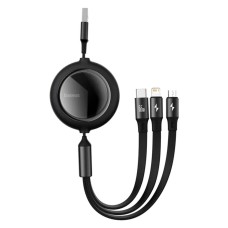 Кабель Baseus Bright Mirror 2 Series Retractable 3-in-1 Fast Charging  Data Cable USB to M+L+C 66W 1.1m Black (CAMJ010101)