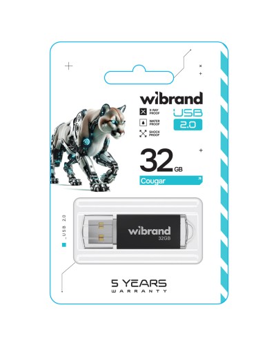 Flash Wibrand USB 2.0 Cougar 32Gb Black (WI2.0/CU32P1B)