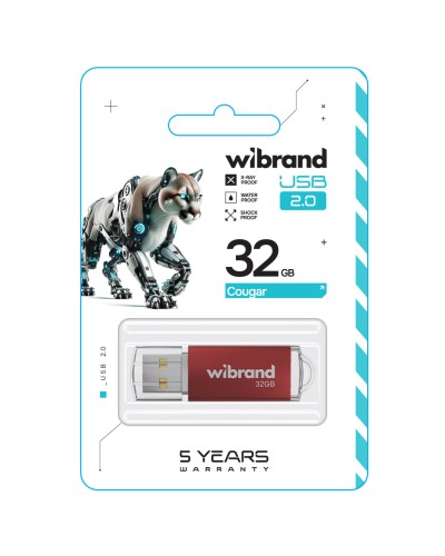 Flash Wibrand USB 2.0 Cougar 32Gb Red (WI2.0/CU32P1R)