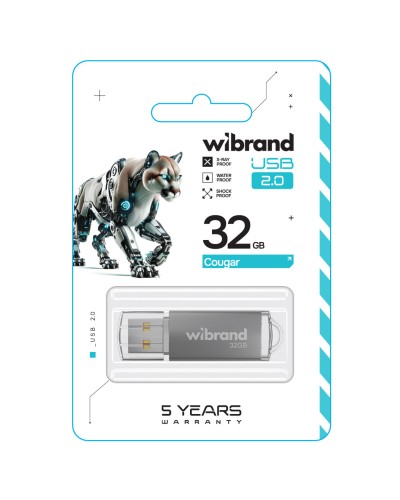 Flash Wibrand USB 2.0 Cougar 32Gb Silver (WI2.0/CU32P1S)