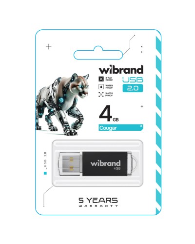 Flash Wibrand USB 2.0 Cougar 4Gb Black (WI2.0/CU4P1B)