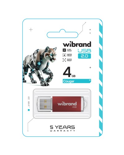 Flash Wibrand USB 2.0 Cougar 4Gb Red (WI2.0/CU4P1R)