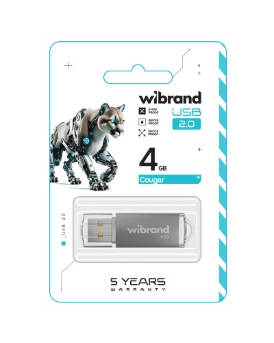 Flash Wibrand USB 2.0 Cougar 4Gb Silver (WI2.0/CU4P1S)