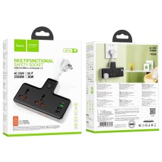 Сетевой удлинитель HOCO AC12 Reise 2-position expansion socket(PD30W/1C3A) Black (6942007607070)