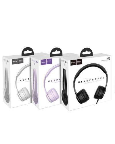 Навушники HOCO W21 Graceful charm wire control headphones Purple (6931474708304 )