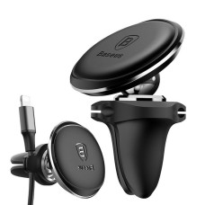 Держатель для мобильного Baseus Magnetic Car Mount Phone Holder with Cable Clip Air Vent Version Cluster Black (C40141201113-00)