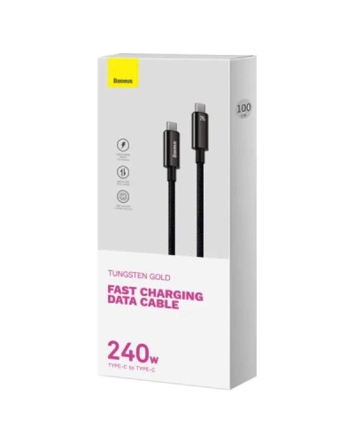 Кабель Baseus Tungsten Gold Fast Charging Data Cable Type-C to Type-C 240W 1m Black (CAWJ040001)