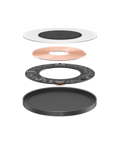 Бездротовий зарядний пристрій Baseus Simple 2 Wireless Charger 15W Cluster Black（Include: Cable Type-C To Type-C 24W 12V/2A 1m Cluster Black) (CCJJ050001)