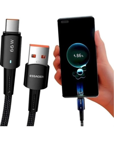 Кабель ESSAGER Sunset Type-C 6A USB charging and data Fully compatible cable 0.5m Black (EXCT-CGB01)