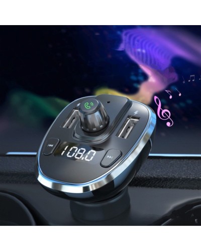 Автобільний зарядний пристрій ESSAGER Dynamic Car Bluetooth MP3 Car Charger Sliver (ECCFM-DG10)