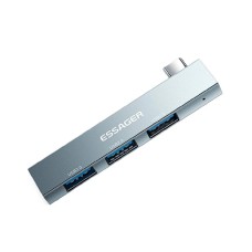USB-hub ESSAGER (opp bag) Fengyang 3 in 1 Splitter Silver (EHBC03-FY10-P)