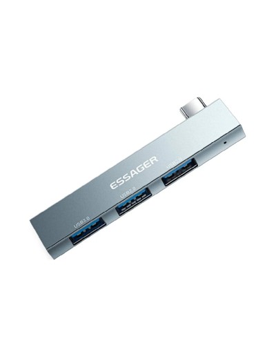 USB-hub ESSAGER (opp bag) Fengyang  3 in 1 Splitter Silver (EHBC03-FY10-P)