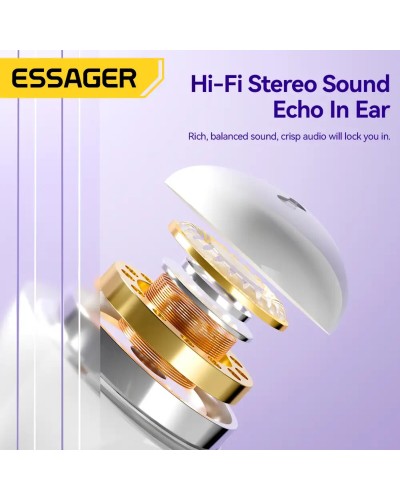 Навушники ESSAGER (color box) Shining TWS Bluetooth earphones White (EEJTW-SL02)