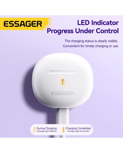 Навушники ESSAGER (color box) Shining TWS Bluetooth earphones White (EEJTW-SL02)