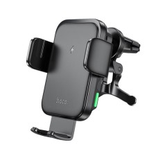 Тримач для мобільного з БЗП HOCO HW10 Jenny three-axis linkage wireless fast charging car holder(air outlet) Black (6942007611480)