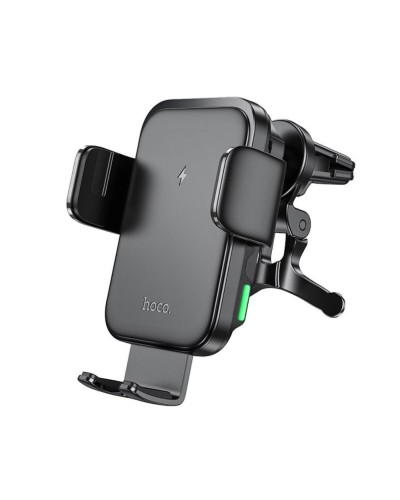 Тримач для мобільного з БЗП HOCO HW10 Jenny three-axis linkage wireless fast charging car holder(air outlet) Black (6942007611480)