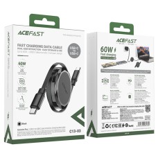 Кабель ACEFAST C13-03 USB-C to USB-C dual retraction charging data cable Black (6974316280132)