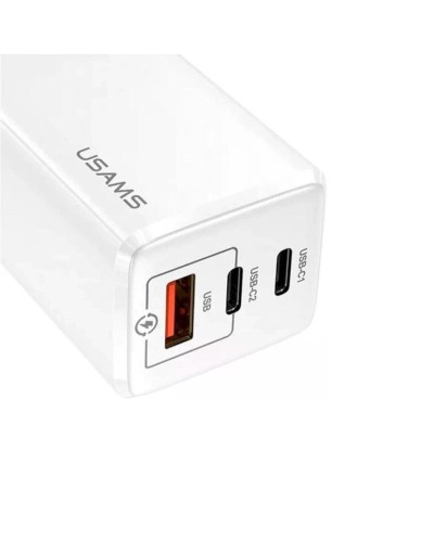 Мережевий зарядний пристрій Usams US-CC110 T33 65W 3 Ports GaN Mini Fast Charger white (CC110TC02)