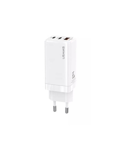 Мережевий зарядний пристрій Usams US-CC110 T33 65W 3 Ports GaN Mini Fast Charger white (CC110TC02)