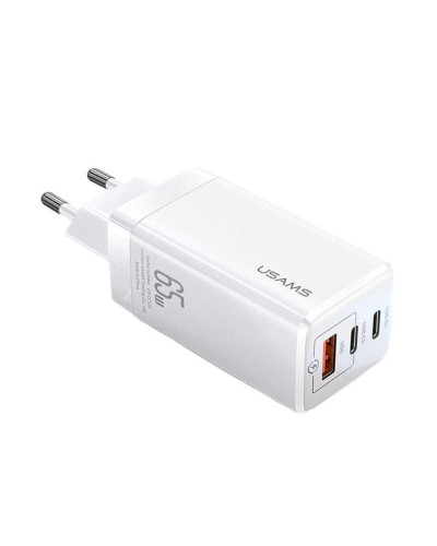 Мережевий зарядний пристрій Usams US-CC110 T33 65W 3 Ports GaN Mini Fast Charger white (CC110TC02)