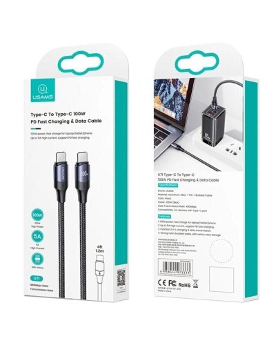 Кабель Usams US-SJ524 U71 Type-C To Type-C 100W PD Fast Charging &amp; Data Cable 1.2m black (SJ524USB01)