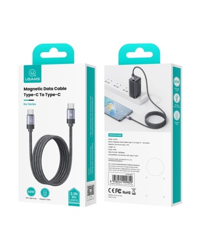 Кабель Usams US-SJ704 60W Magnetic Data Cable Type-C To Type-C-Rui Series 1m tarnish (SJ704USB01)