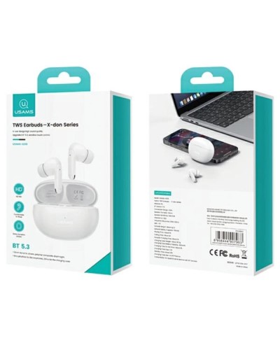 Bluetooth stereo гарнитура Usams USAMS-XD18 TWS Earbuds --X-don Series BT5.3 white (BHUXD02)