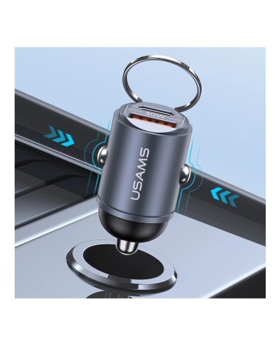 Автомобильное зарядное устройство Usams US-CC206 C38 PD30W A+C Dual Ports Fast Charging Invisible Ring Car Charger tarnish (CC206CC01)