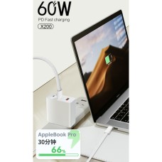 Кабель WUW-X200 Type-C to Type-C PD 60W white (WUW-X200TT)