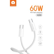 Кабель WUW-X200 Type-C to Type-C PD 60W white (WUW-X200TT)