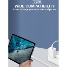 Кабель WUW-X200 Type-C to Type-C PD 60W white (WUW-X200TT)