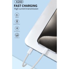 Кабель WUW-X200 Type-C to Type-C PD 60W white (WUW-X200TT)