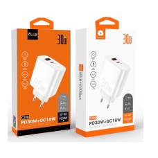 Зарядное устройство WUW-C208 30W PD USB-C + USB QC3.0 18W white (6972573333417)