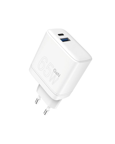 Зарядний пристрій WUW-C175 65W GaN USB A+USB C white (6972573335220)