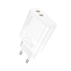 Зарядний пристрій WUW-C193 PD20W+PD20W Charger USB C + USB C white (6972573336616)