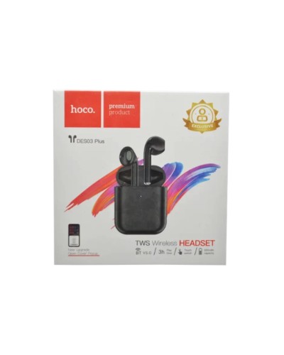 Навушники HOCO DES03 Plus Wireless headset(With black silicone sleeve) Black (6942007601870)