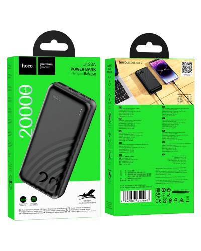 Зовнішній акумулятор HOCO J123A Element power bank(20000mAh) Black (6942007612067)