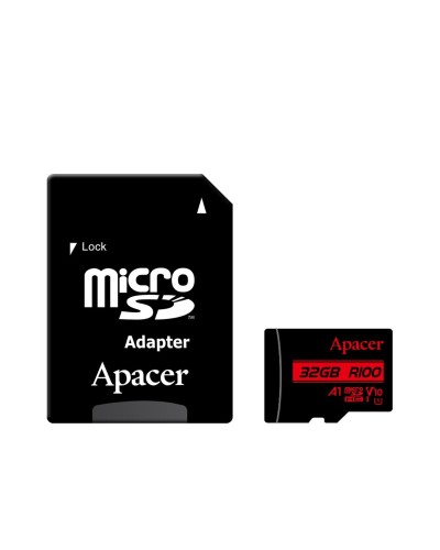 microSDHC (UHS-1) Apacer 32Gb class 10 V10 A1 R100MB/s (adapter SD) (AP32GMCSH10UB-R)