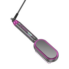Расческа для выпрямления волос с цифровым дисплеем HOCO HP44 Electric straightening hair comb with digital display(EU) Rose red (6942007631662)
