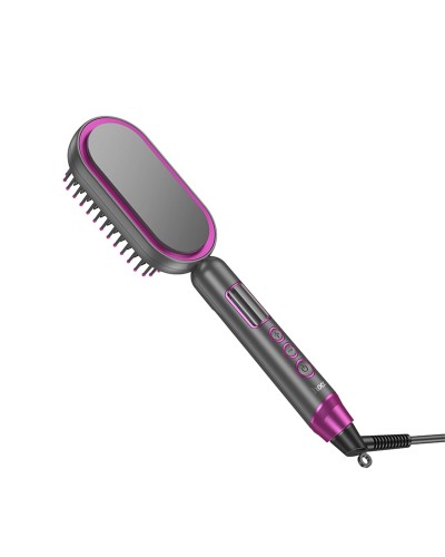 Гребінець для випрямлення волосся з цифровим дисплеєм HOCO HP44 Electric straightening hair comb with digital display(EU) Rose red (6942007631662)