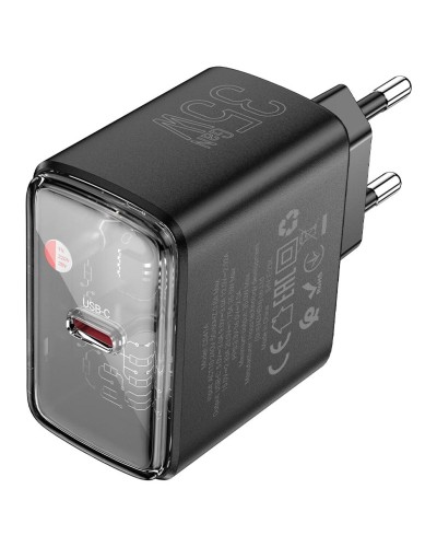 Мережевий зарядний пристрій HOCO CS41A Smart single port PD35W charger(EU) Black (6942007620703)