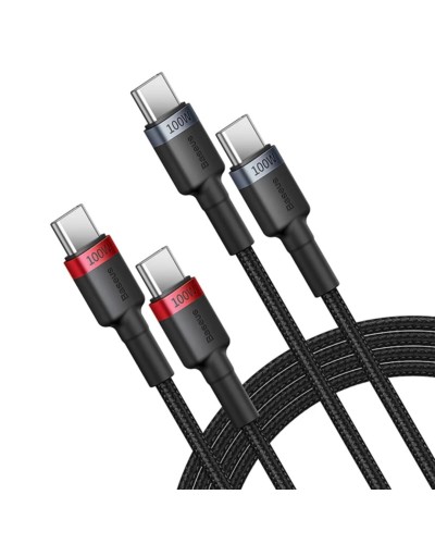 Кабель Baseus Cafule Charging Cable USB-C to USB-C 100W 1m 2pcs Red Black+Grey Black (P10318306003-00)