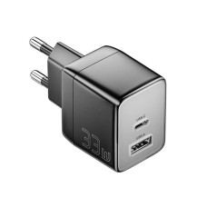 Зарядний пристрій ESSAGER ECT33W Gan 1USB 1T-C 33W black (ECT33W-LJB01-Z)