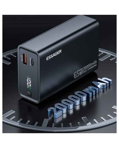 Зовнішній акумулятор ESSAGER EDY65-LD01-Z 20000 mAh 65W black (EDY65-LD01-Z)