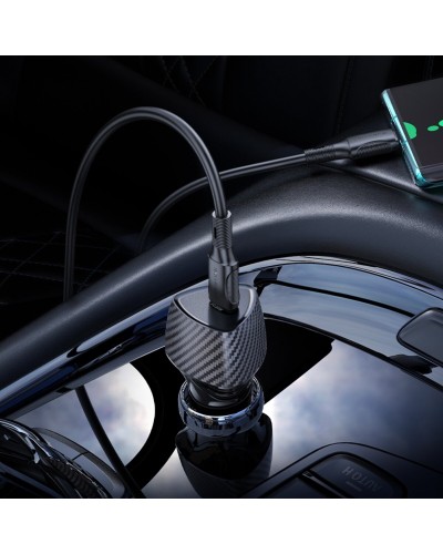 Автомобільний зарядний пристрій BOROFONE BZ31B Solid single-port PD30W car charger Black (6941991112607)